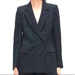 Zara Black Textured Double Breasted Lapel Collar Blazer Size Medium